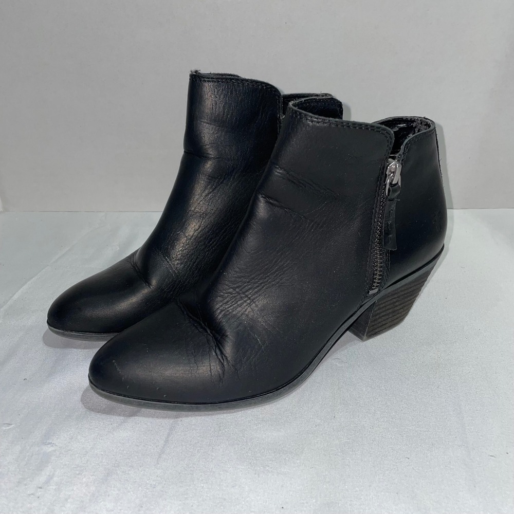 Frye Sacha Moto Shootie Black Leather Ankle Boots 3470013-BLK Womens 6.5 M